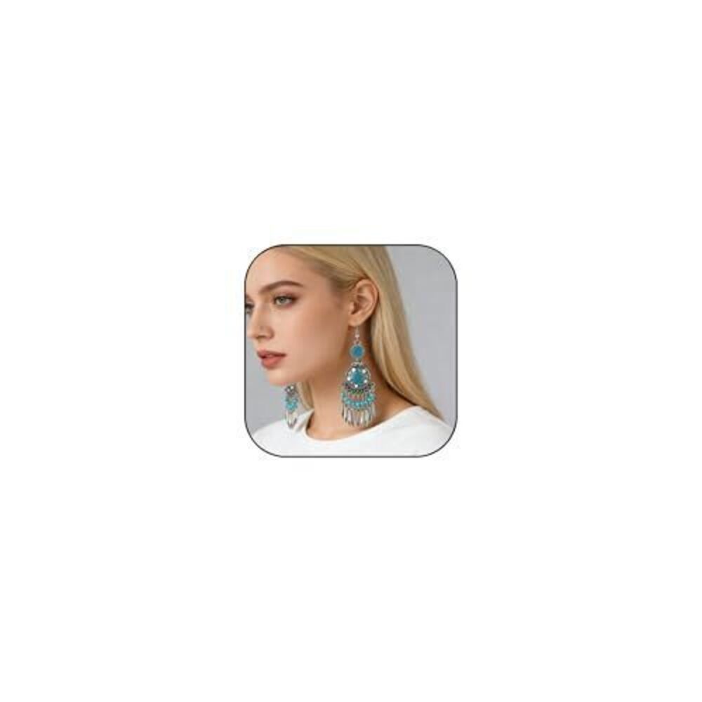 6192 Vintage Western Earrings Boho Colorful Beaded Tassel Drop Earrings